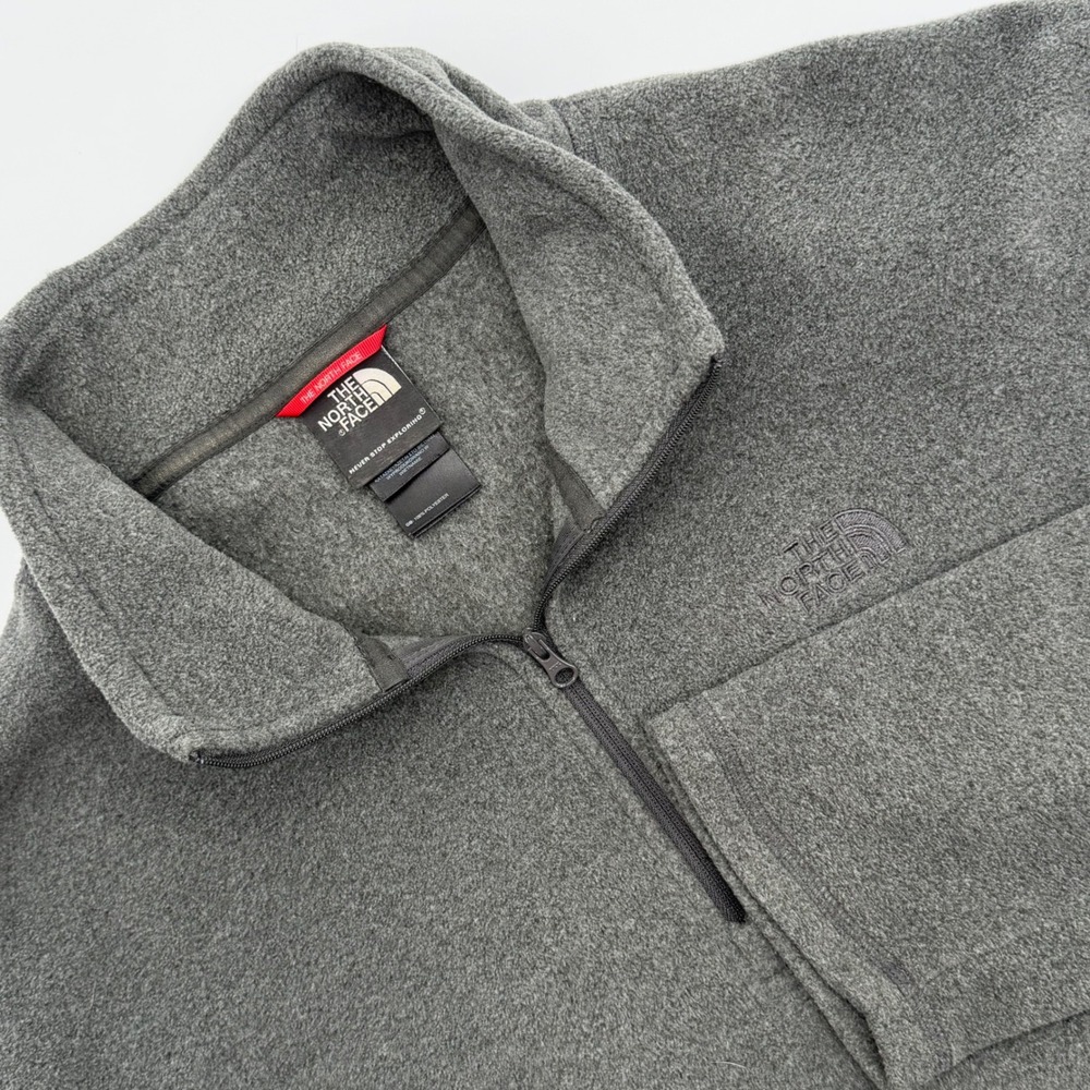 The North Face Mens TKA 100 Quarter Zip Fleece Pullover Charcoal Grey Large